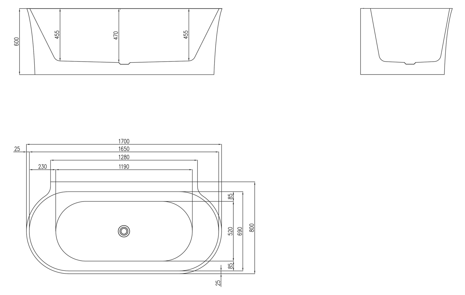 Акриловая ванна BelBagno BB409-1700-800  - Вид №3