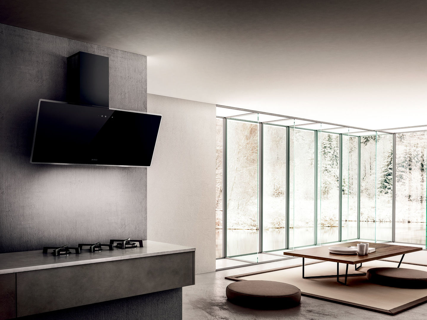 SHIRE BK/A/60 NO PLUG-PRF0143990A Вытяжки / наклонная, 60см, 1200 м3, сенсорное управление, черное стекло Elica  - Вид №2