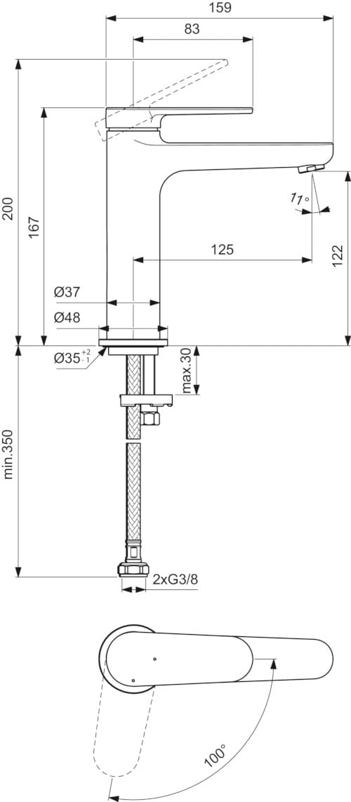 Однорычажный смеситель для раковины с ограничителем температуры Ideal Standard CERAFINE O ARCH-00109821 - Вид №5