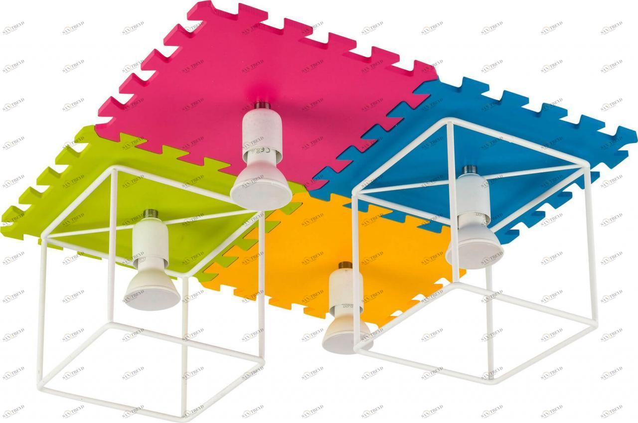 Люстра потолочная детская Blocks "Квадрат" NOWODVORSKI BLOCKS 326542 Желтый;зеленый;голубой;розовый 