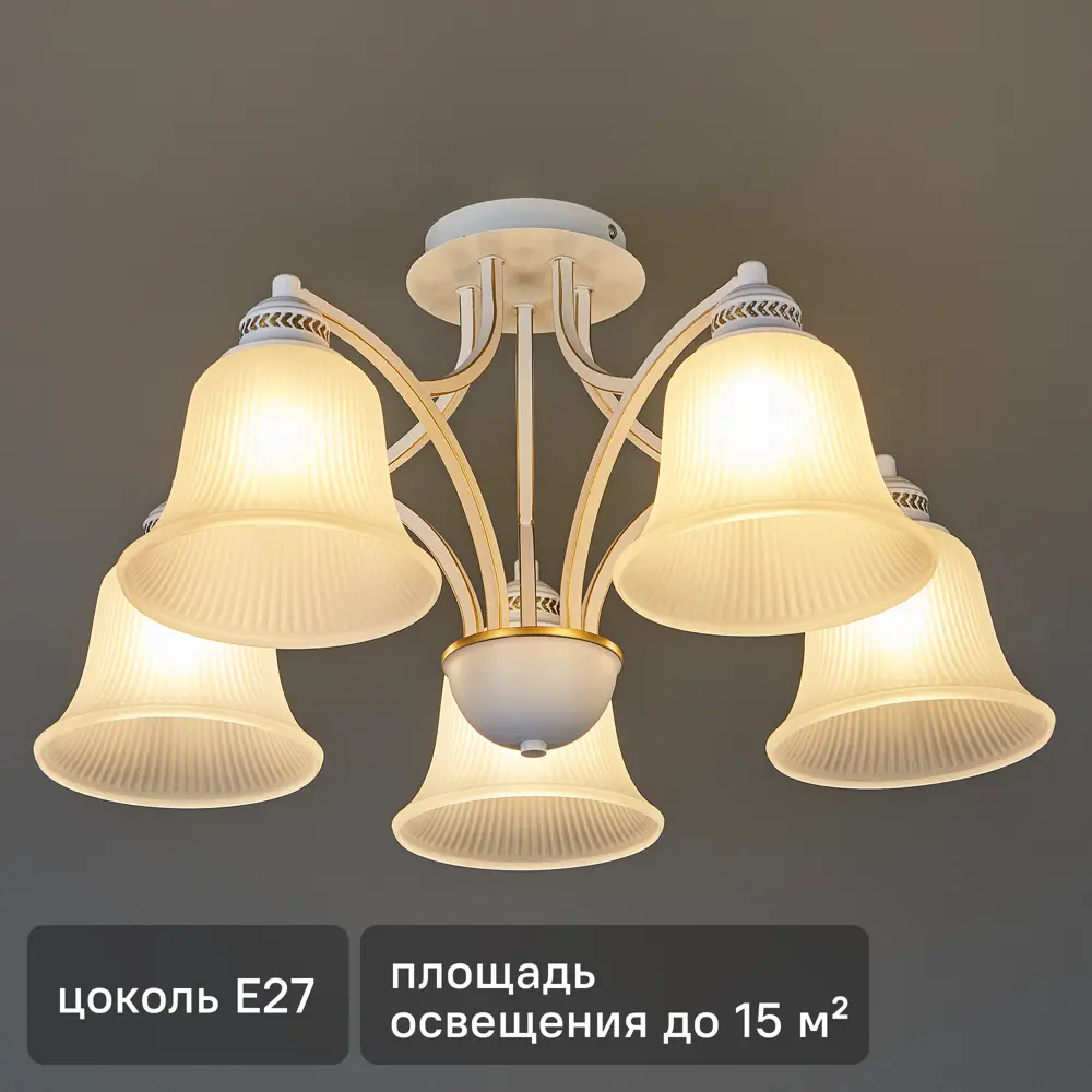 Потолочная люстра SCHAFFNER Biela - 5 ламп с матовыми стеклянными плафонами 87460831 STLM-0073917