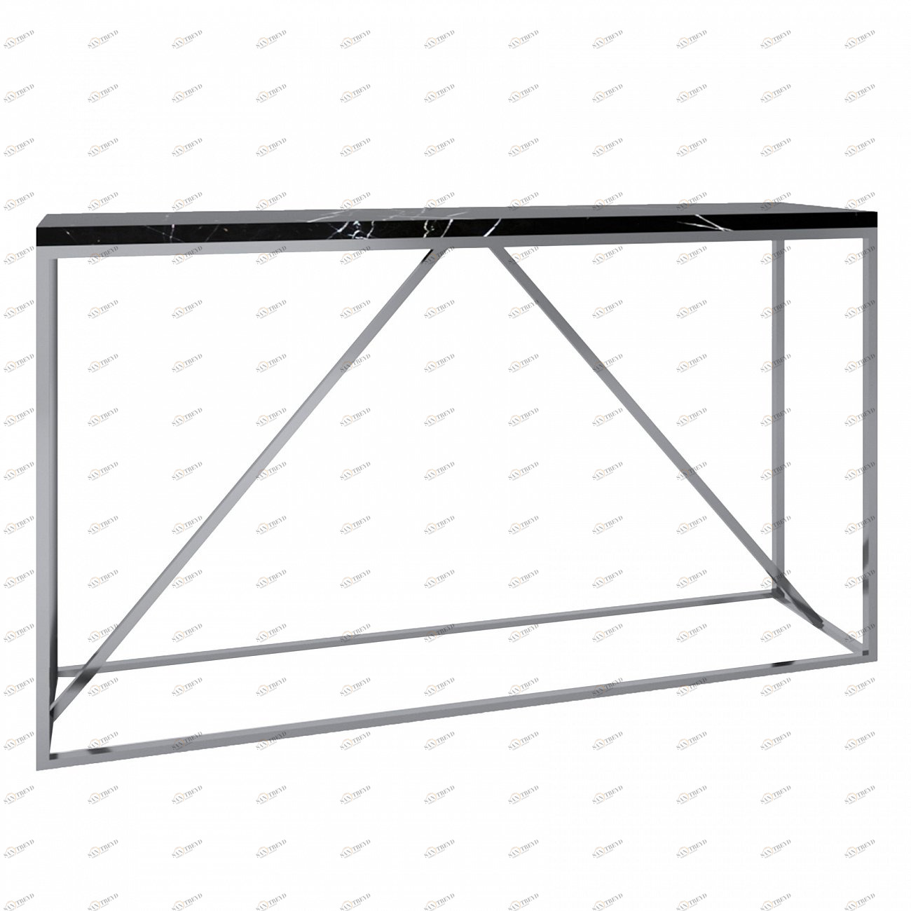 Консоль черная с мраморной столешницей и металлической опорой, хром "Тейтум" АЛЕТАН  350923 Хром;черный 