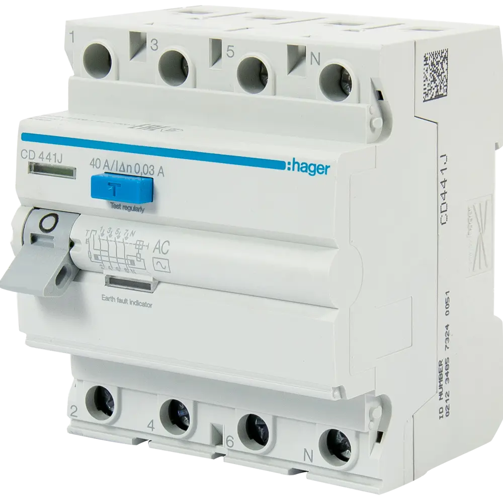 УЗО Hager CD441J 3P N 40 A 30 мА 6 кА AC STLM-2166493