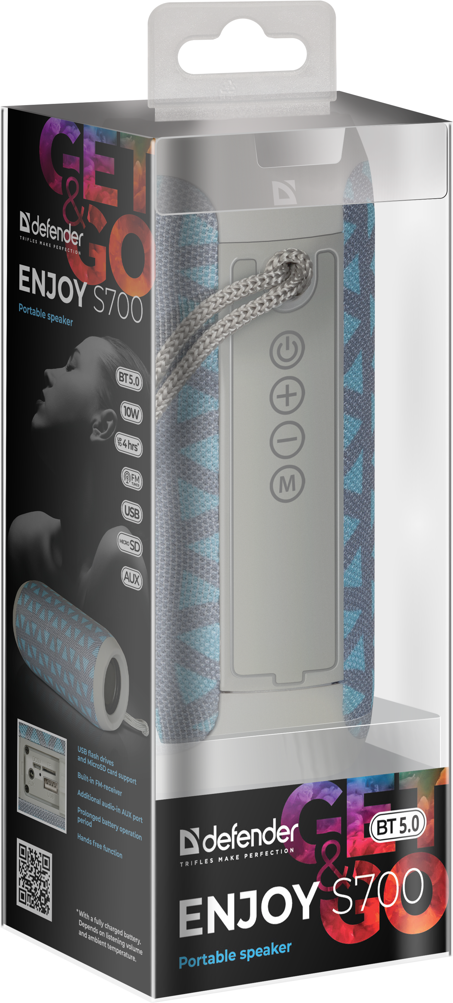 65702 портативная акустика enjoy s700 синий, 10вт, bt/fm/tf/usb/aux Defender Santreyd  - Вид №4