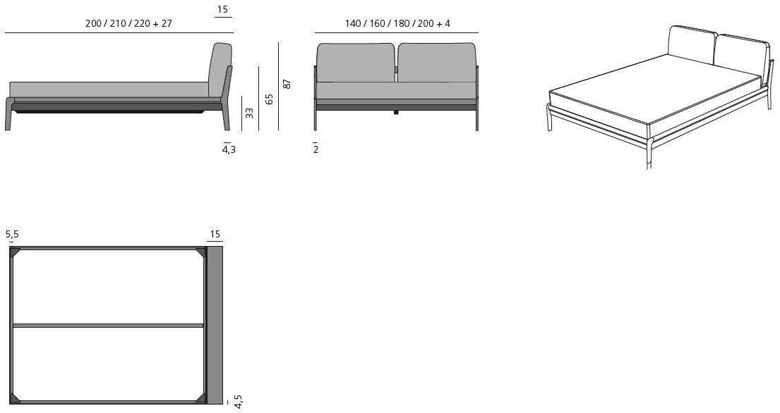 more Двуспальная кровать из массива дерева с мягким изголовьем Sova sun-id-1353356 - Вид №5