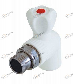 Кран шаровый KALDE D20х3/4" НР угловой с американкой белый 3242VRE200C00