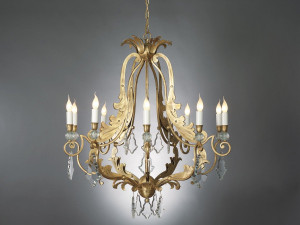 Железная люстра с кристаллами