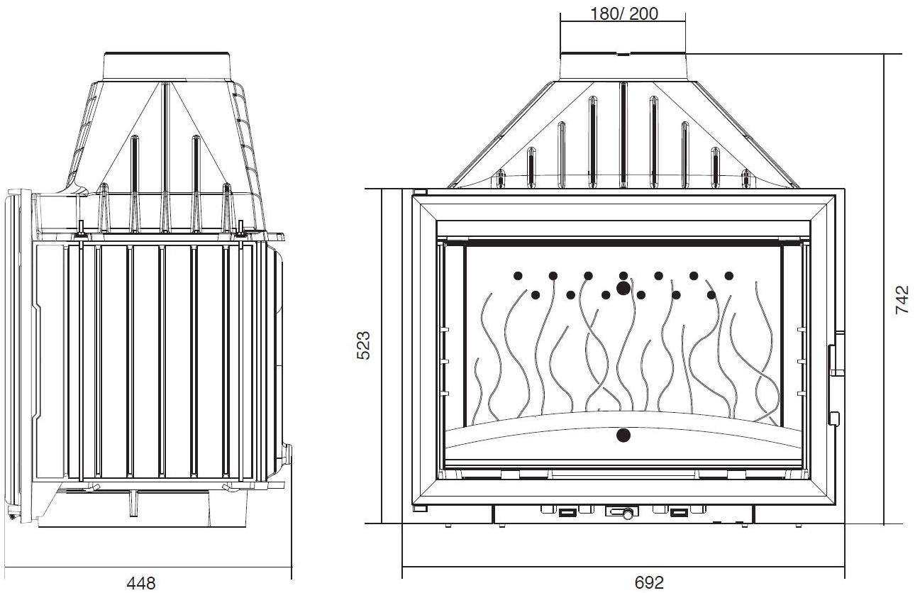 CAMINETTI MONTEGRAPPA Встраиваемый чугунный камин на дровах Fc sun-id-1381388 - Вид №1