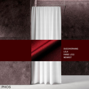 DV-LOLA200-230-LO33 Занавеска для душа лола, длина 200 см, ширина 230 см. красное вино PHOS