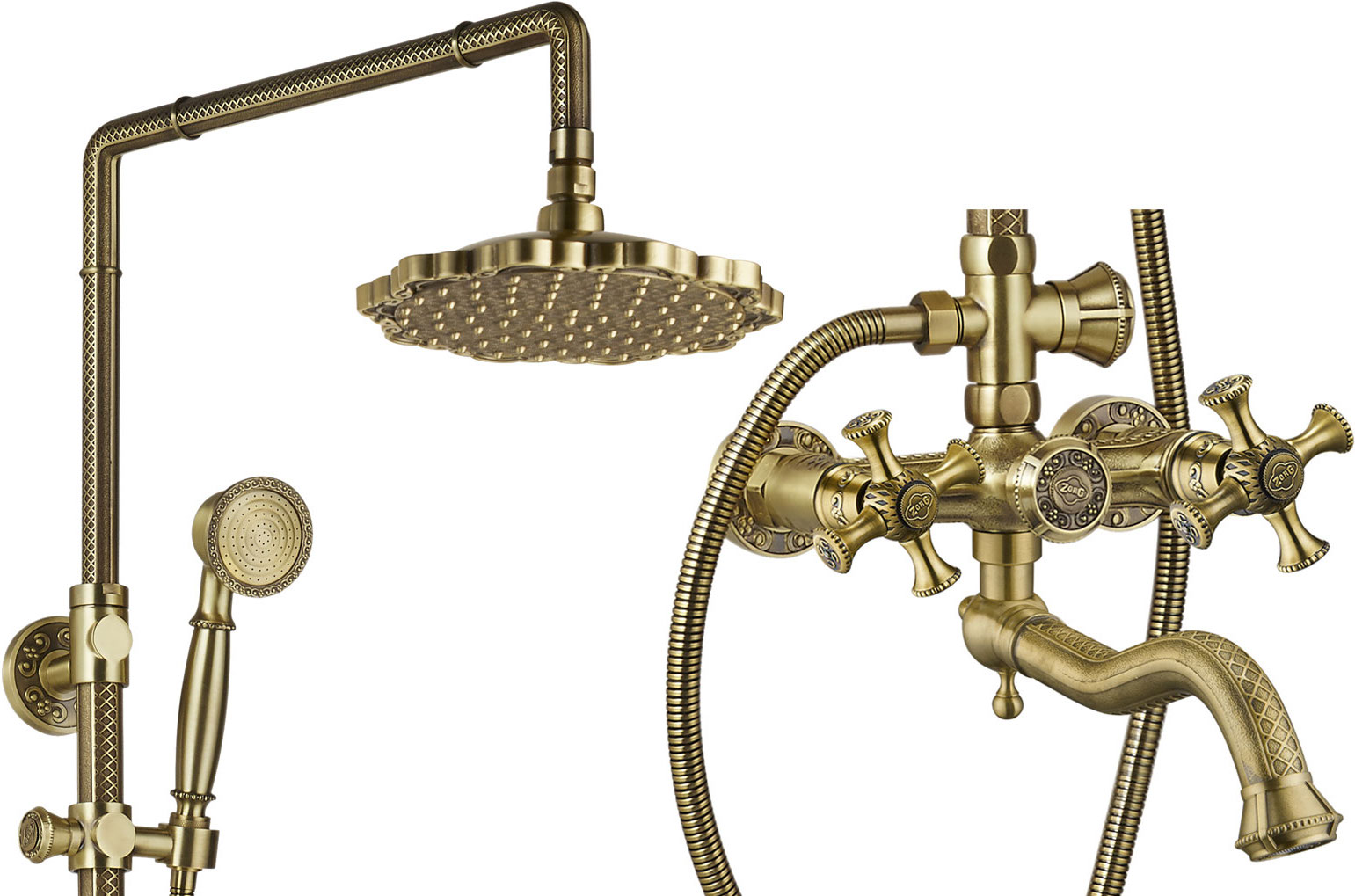 Душевая стойка ZorG Antic A 7002DS-BR, бронза - Вид №1