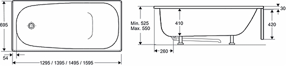 816352 Ванна IFO Caribia 1300, 1400, 1500, 1600, передняя панель IFO Caribia 1288 мм, для BK 13  - Вид №3