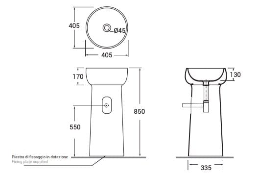 Керамическая отдельно стоящая раковина Azzurra Ceramica специальные предметы ARCH-00004039 - Вид №3