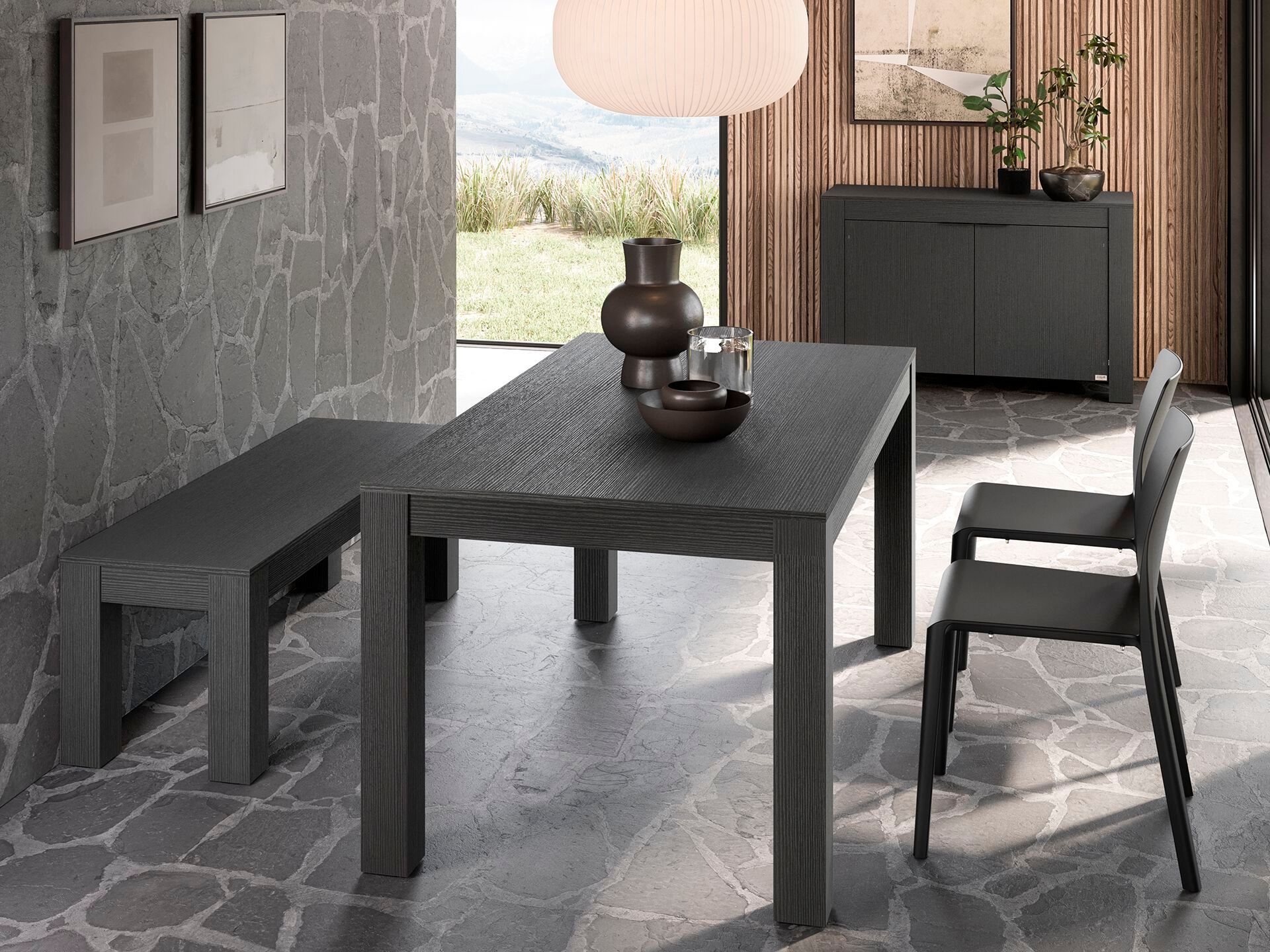 Прямоугольный обеденный стол из черного ясеня Mobili Fiver Rachele ARCH-00143182 - Вид №1