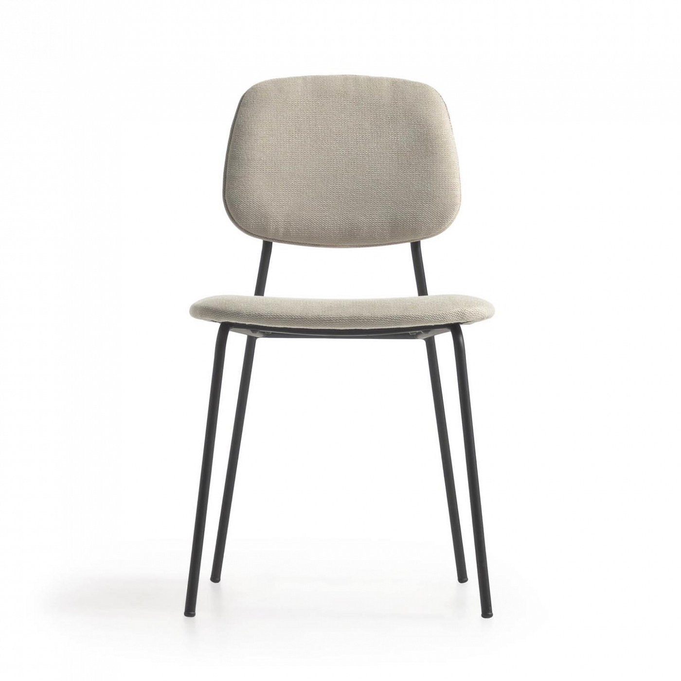 108358 Стул бежевый с дубовым шпоном и сталь с черной отделкой La Forma Benilda 