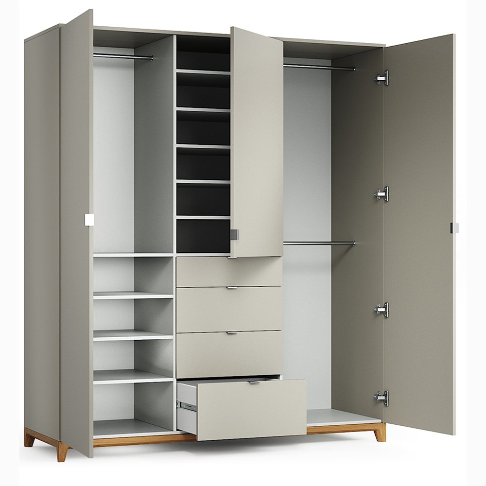 Шкаф трехстворчатый с ящиками светло-серый Case №2 THE IDEA  210393 Серый  - Вид №14