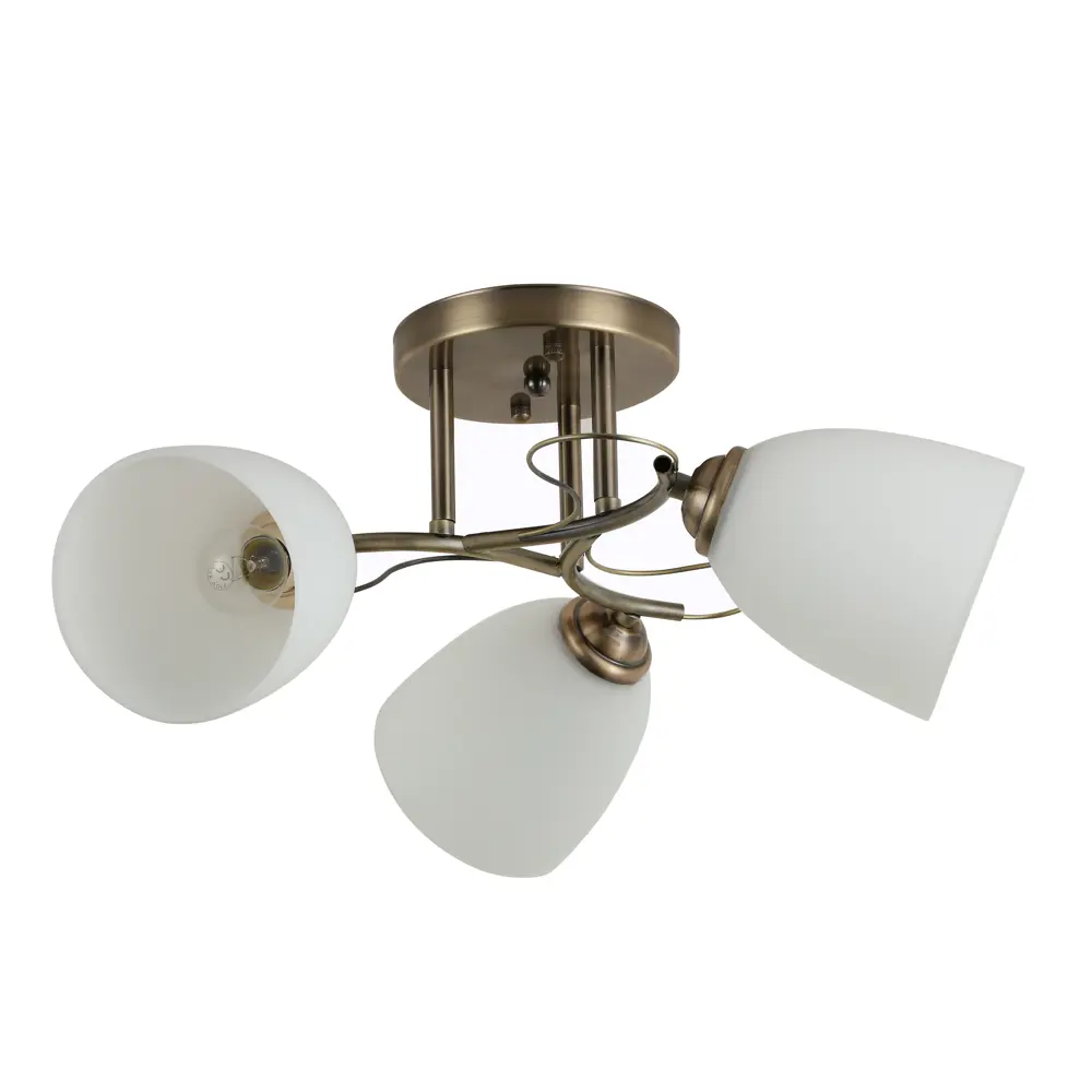 Люстра потолочная Carlo, 3 лампы, 8 м², цвет античная бронза/белый Rivoli STLM-2072310