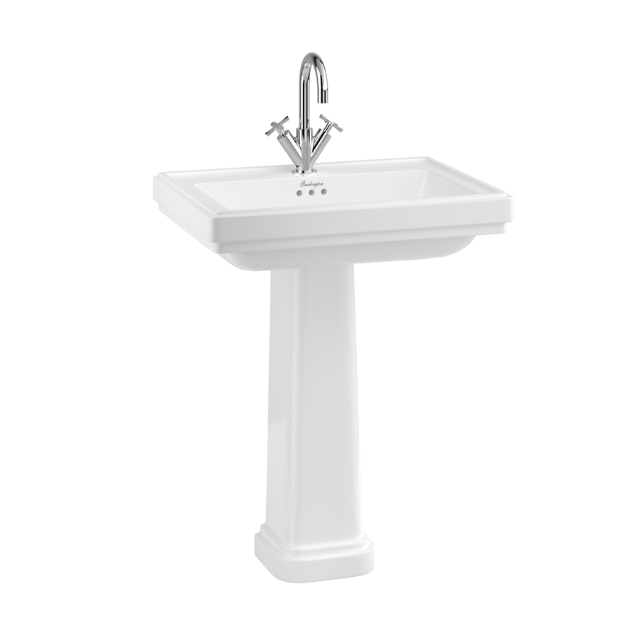 Burlington Riviera Квадратная чаша Riviera 650 мм с пьедесталом Riviera Full с 3 отверстиями под смеситель RIV2 3TH - RIV6  - Вид №1