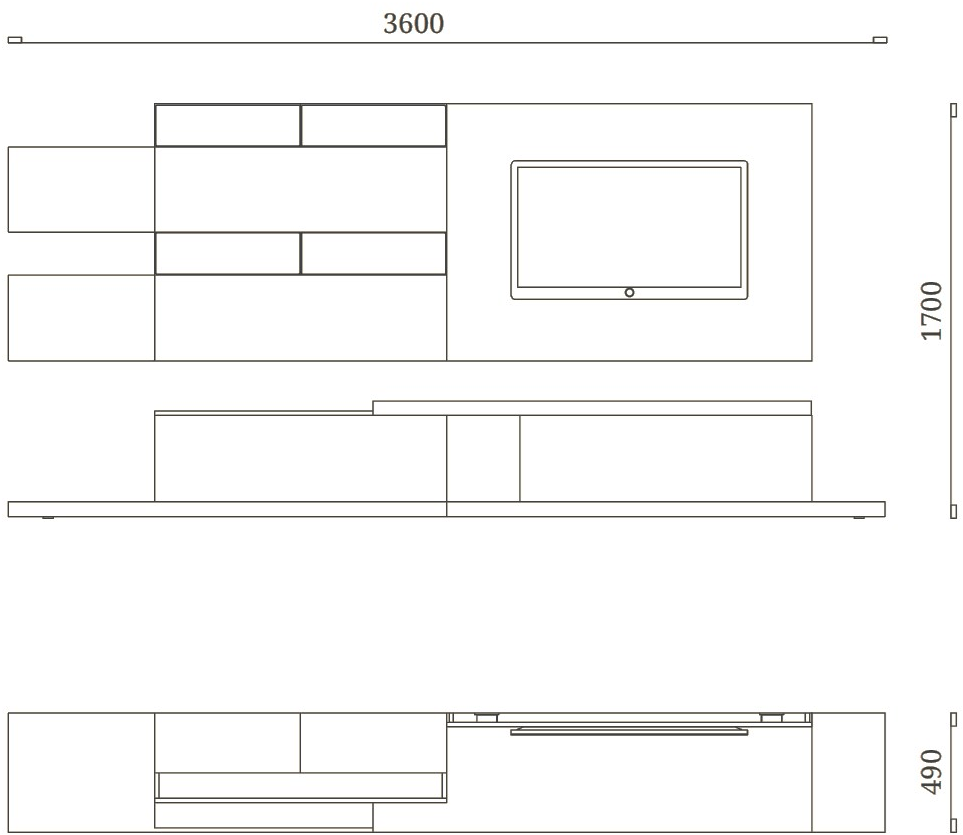 Febal Casa Оборудованная стена из меламина с подставкой под телевизор sun-id-1511155 - Вид №3