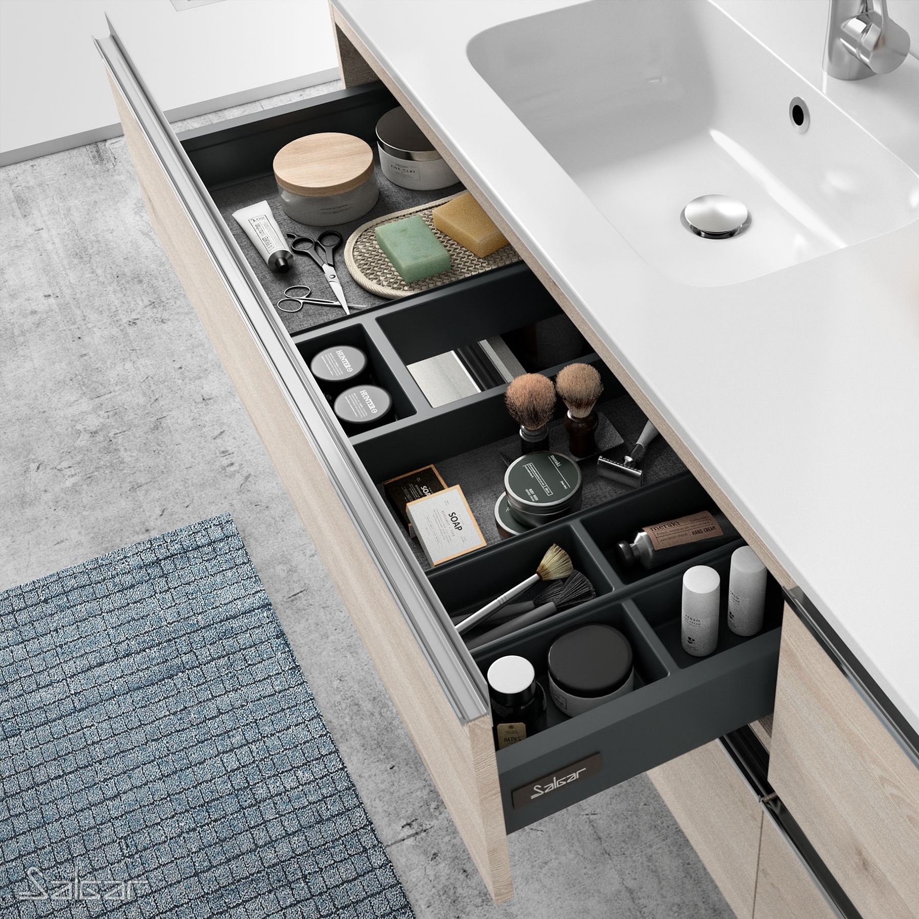 26815 SALGAR Мебель для умывальника SPIRIT 600 2 металлических ящика NATURAL 598 x 540 x 450 мм Естественный - Вид №2