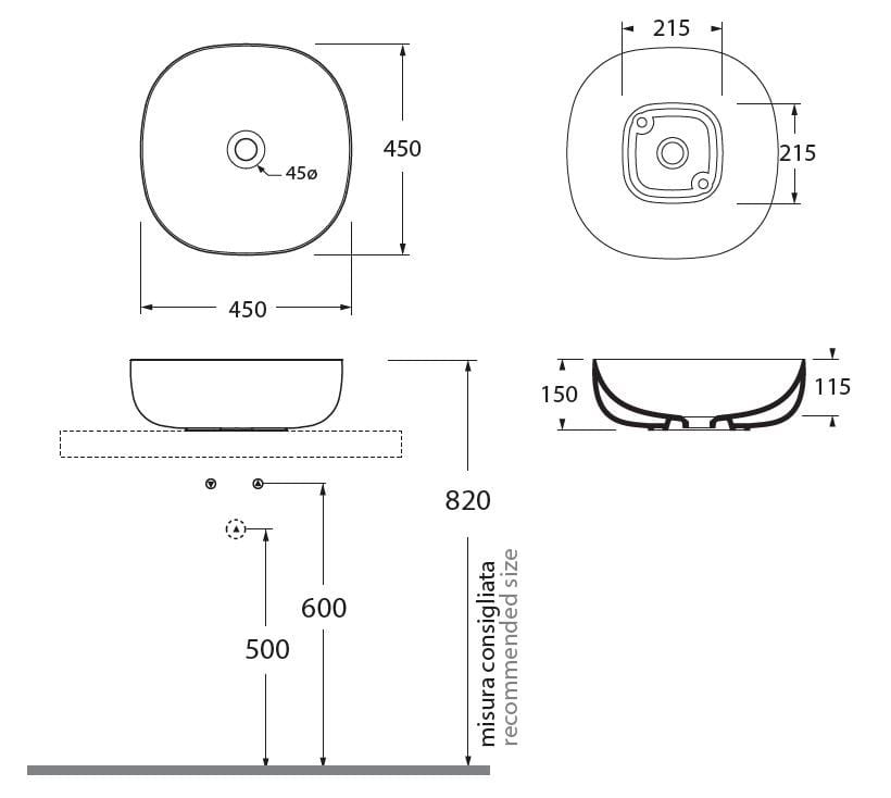 Керамическая квадратная столешница Azzurra Ceramica Elegance ARCH-00022455 - Вид №3
