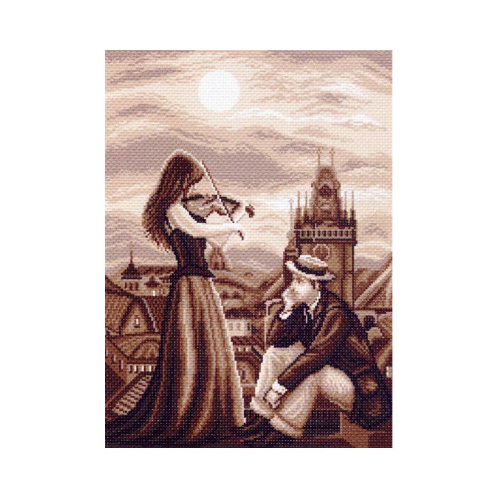1460 Канва/ткань с рисунком Рисунок на канве 33 см х 45 см "Мелодия в ночи" Матренин посад 