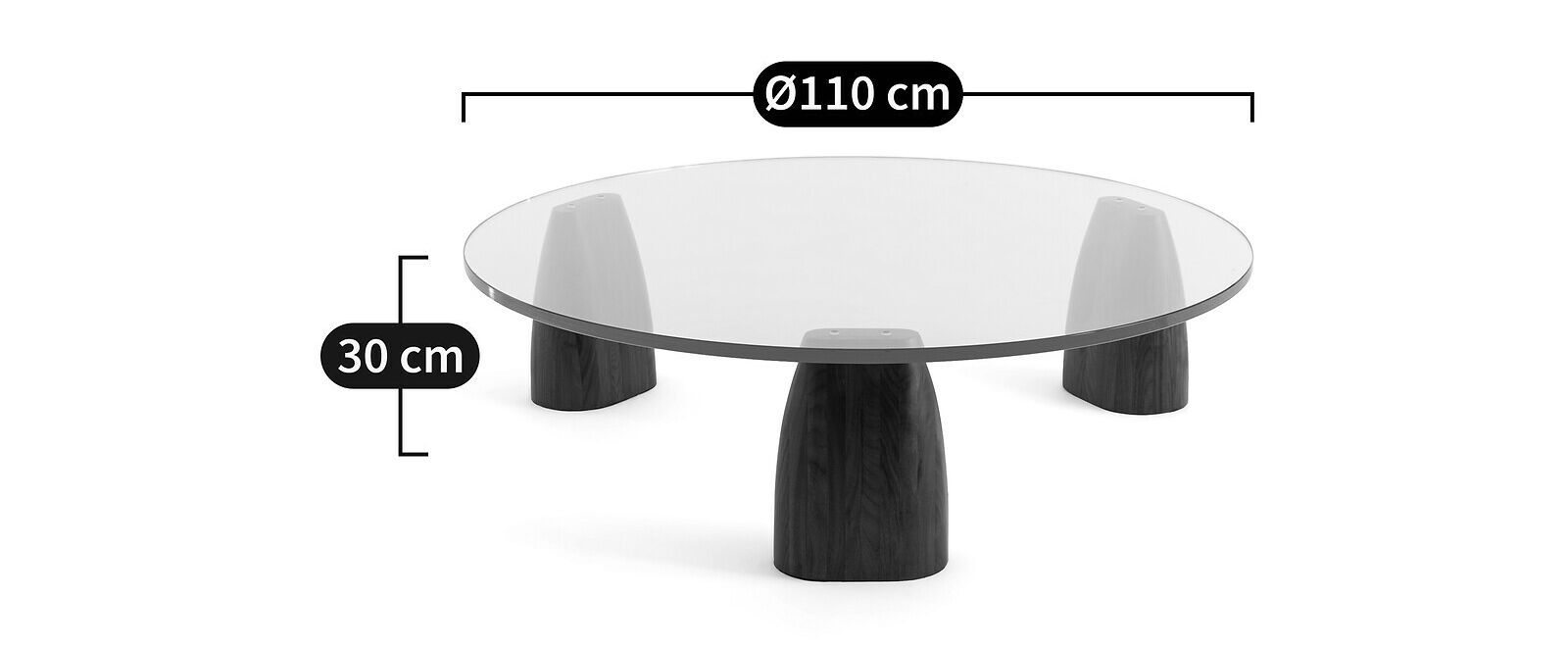 Круглый деревянный и стеклянный журнальный столик AMPM CLAY ARCH-00060294 - Вид №5