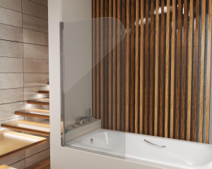 Шторка для ванны GR-100 (140*80) алюминиевый профиль, стекло ПРОЗРАЧНОЕ 6мм