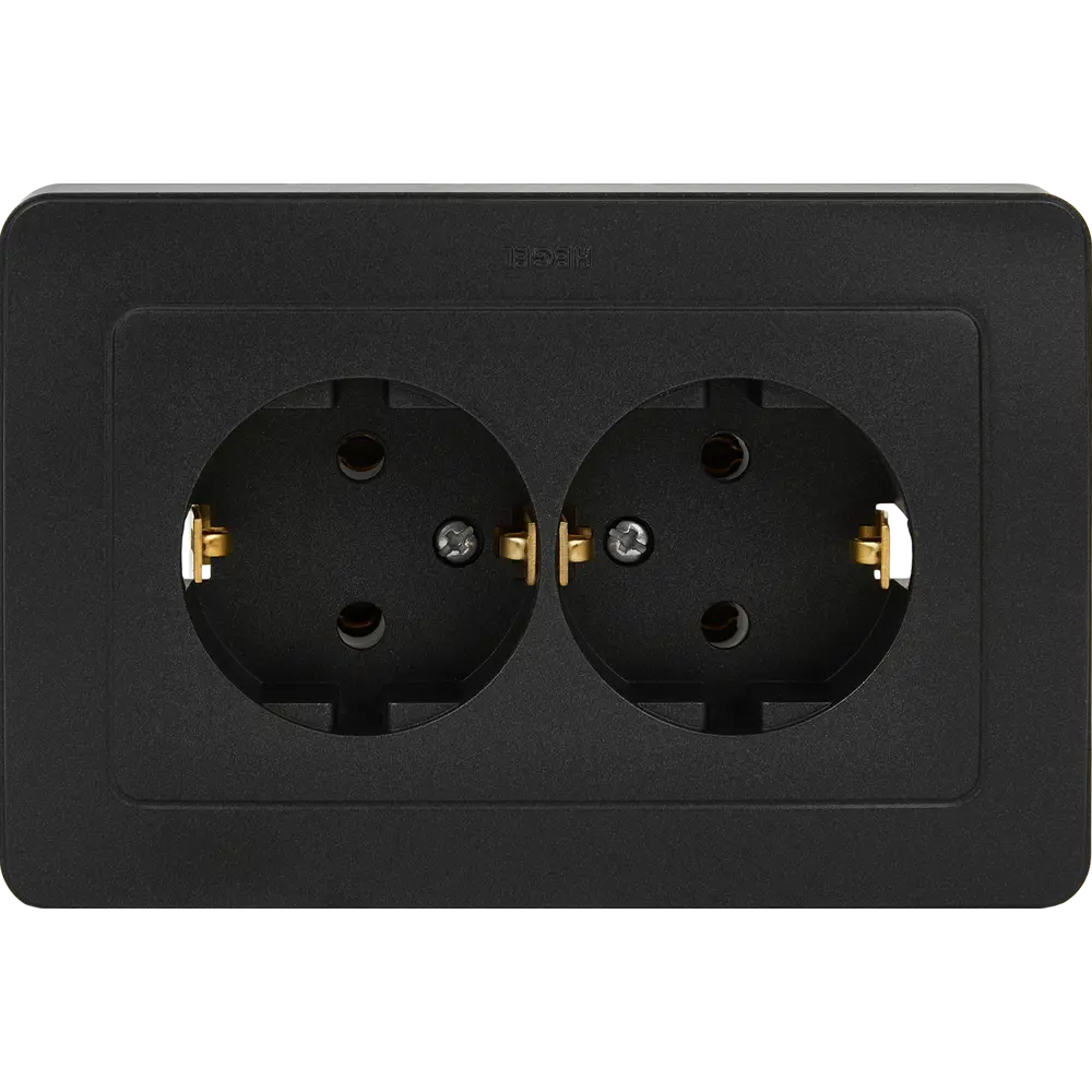 Розетка двойная встраиваемая Hegel Мастер с заземлением цвет черный STLM-2160179