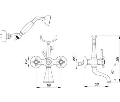 Смеситель MIGLIORE Lady ML.LAD-902.DO для ванны/душа - золото  - Вид №4