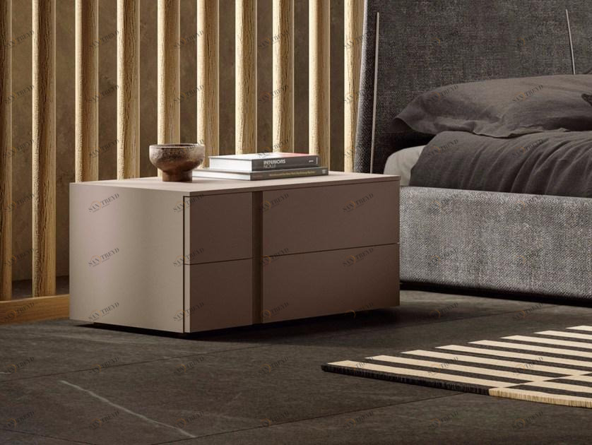 JESSE Прямоугольная прикроватная тумбочка из лакированной древесины с ящиками Shade sun-id-1514203