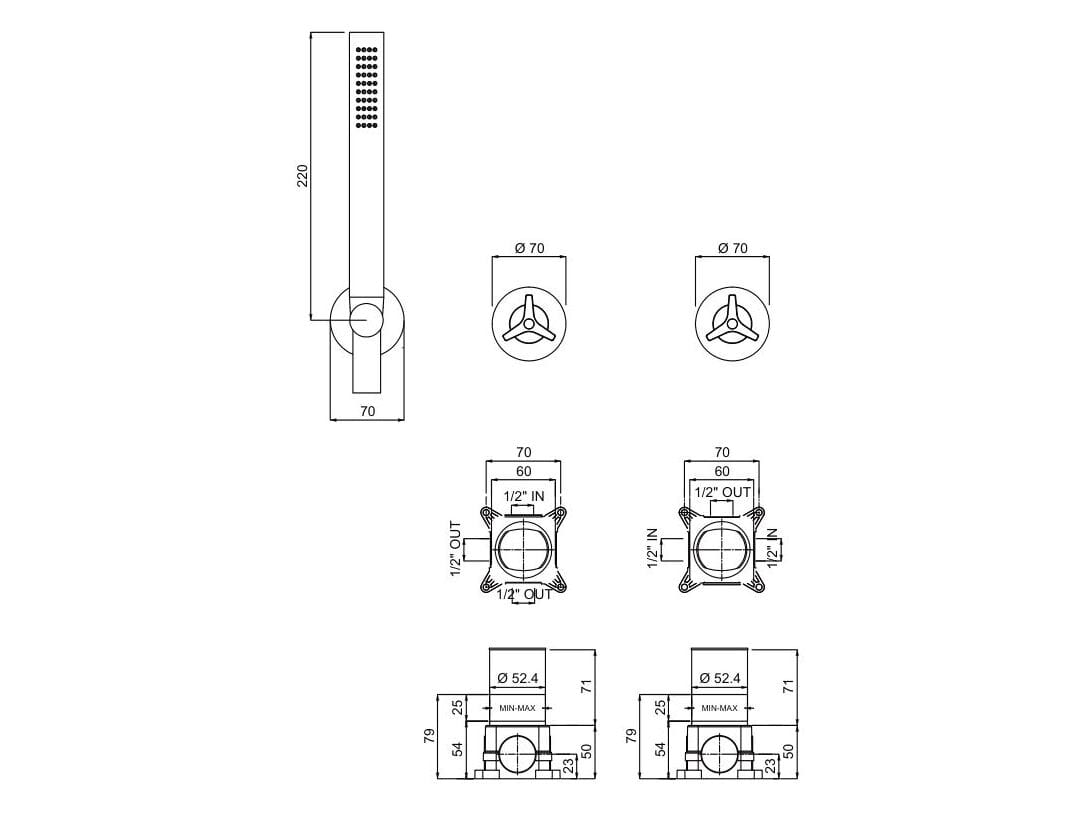 Встраиваемый смеситель для душа с ручным душем QD Magistro Lab Tomeo ARCH-00029295 - Вид №2