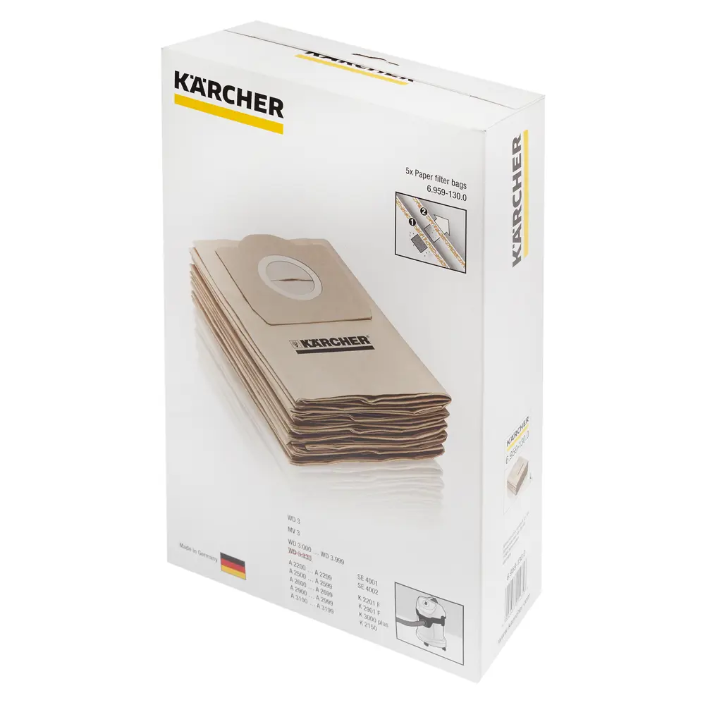 Мешки бумажные для пылесоса Karcher А 2236/А 2254/А 2554/WD 3300 19 л, 5 шт. 12649982 STLM-2114986  - Вид №2
