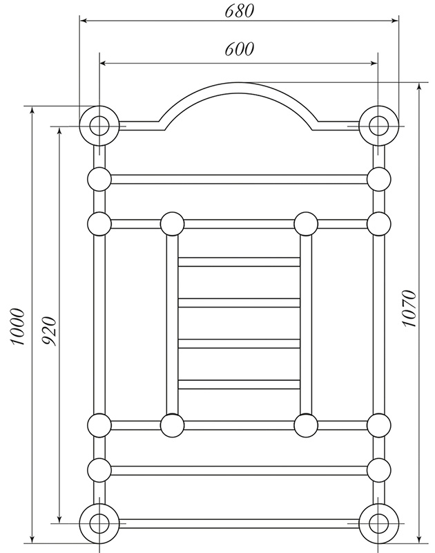 Полотенцесушитель MIGLIORE Edward h93 ML.EDW-HY.610 водяной, 60 x 107 см, бронза ML.EDW-HY.610.BR - Вид №1
