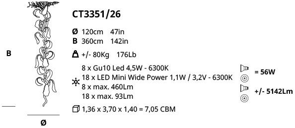 Serip Подвесной светильник из бронзы ручной работы Icarus Ct3351/26 - Вид №1