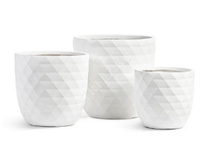 41.1020-0037-WH-37 Кашпо  ERGO - серия Diamond - Чаша-конус - Белый камень Цветочная коллекция