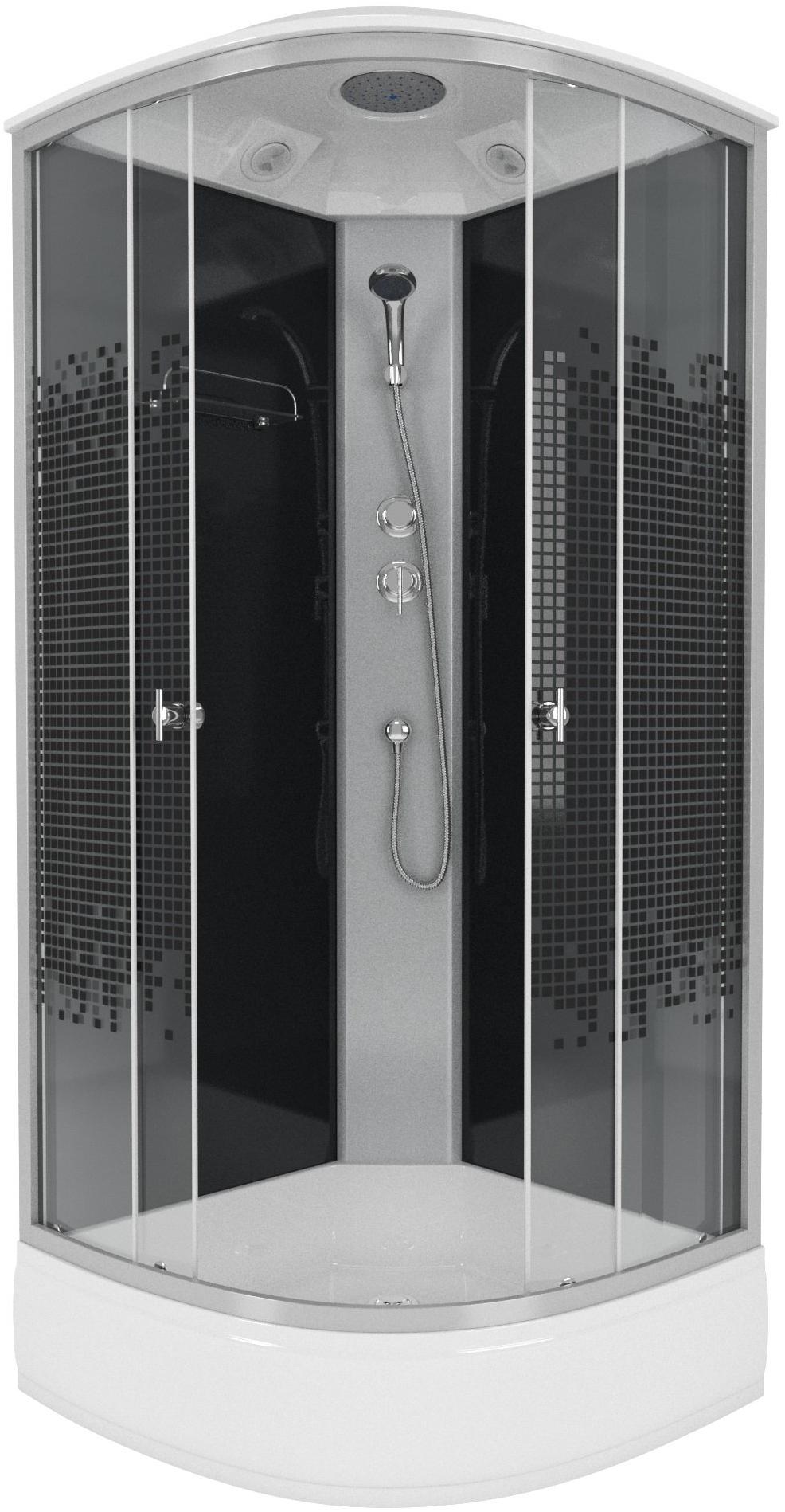 Душевая кабина NG- 3504-14BLACK (900х900х2150) низкий поддон(26см) стекло МОЗАИКА Niagara ECO - Вид №1