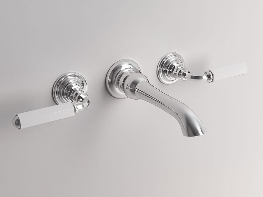 Настенный смеситель для раковины с 3 отверстиями с отдельными розетками Park Avenue Dark White ARCH-00127245