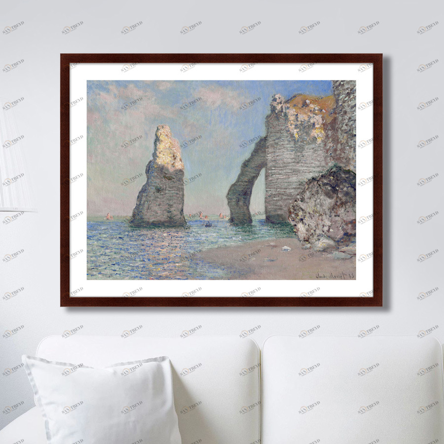 Картина в раме 78,5х100 см The Rock Needle and the Porte d'Aval, 1885г. КАРТИНЫ В КВАРТИРУ  264111 Голубой;серый;разноцветный 