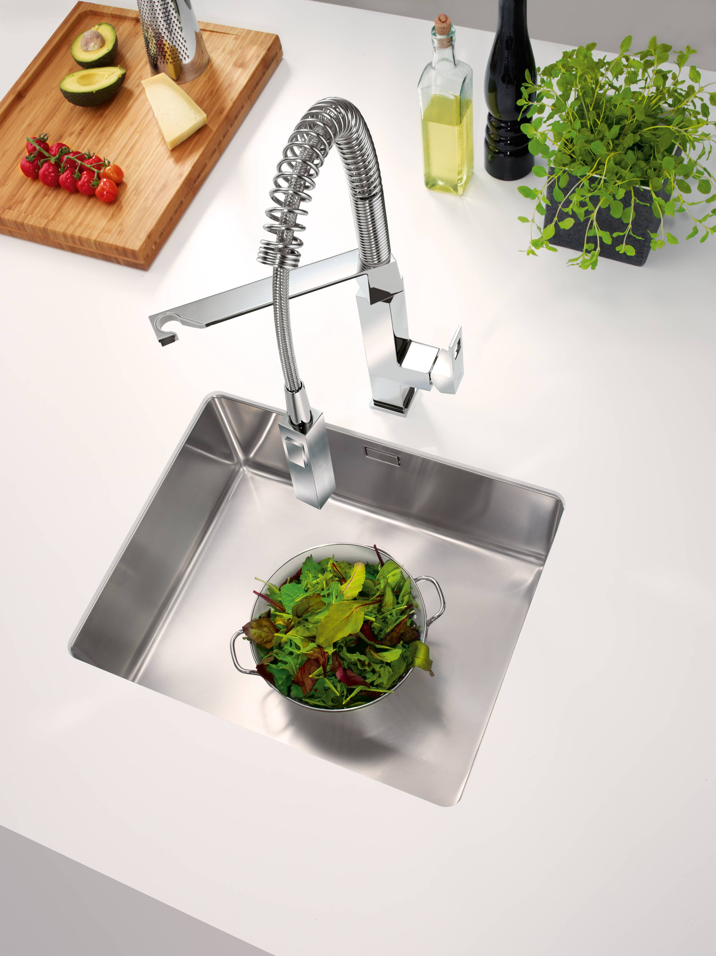 Смеситель для кухни GROHE Eurocube профессиональный, суперсталь (31395DC0) - Вид №1