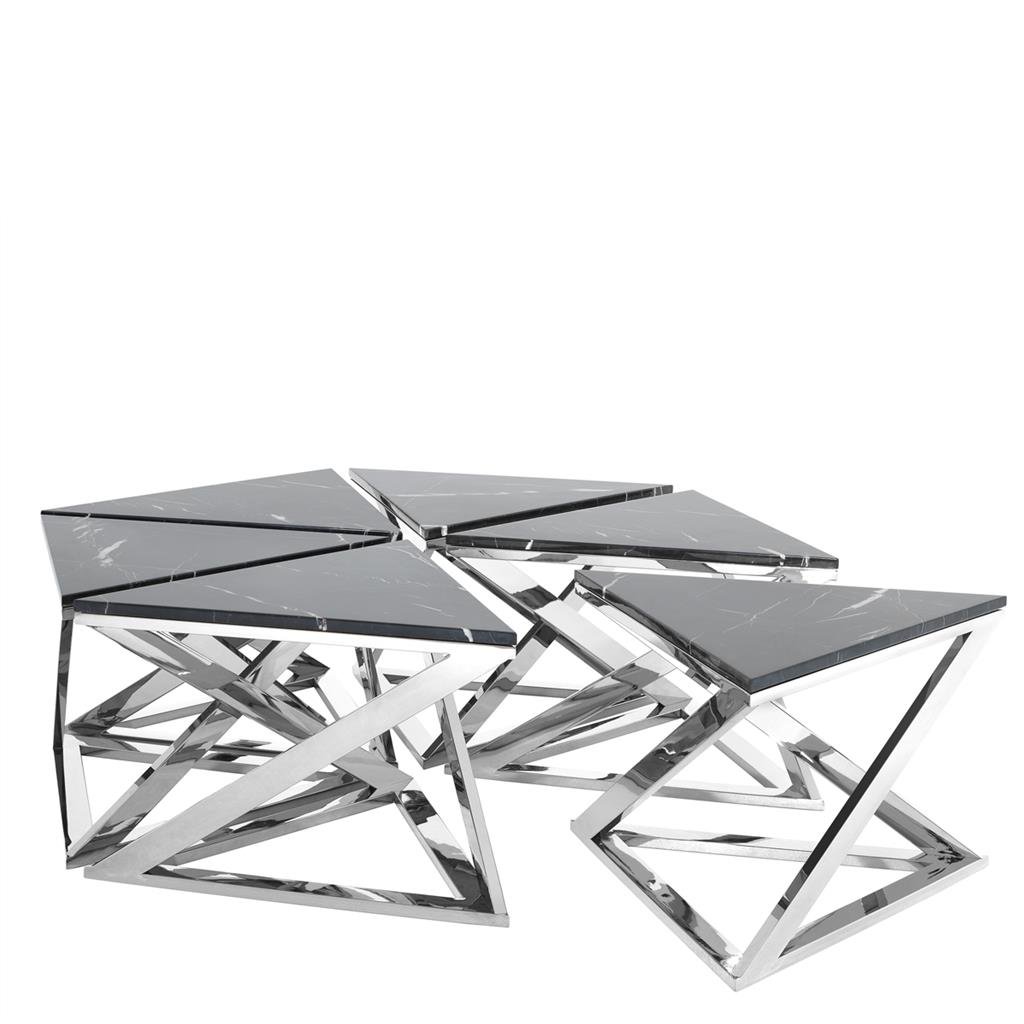 Журнальный столик дизайнерский черный с основанием хром Galaxy от Eichholtz, 6 штук EICHHOLTZ  242545 Черный  - Вид №1