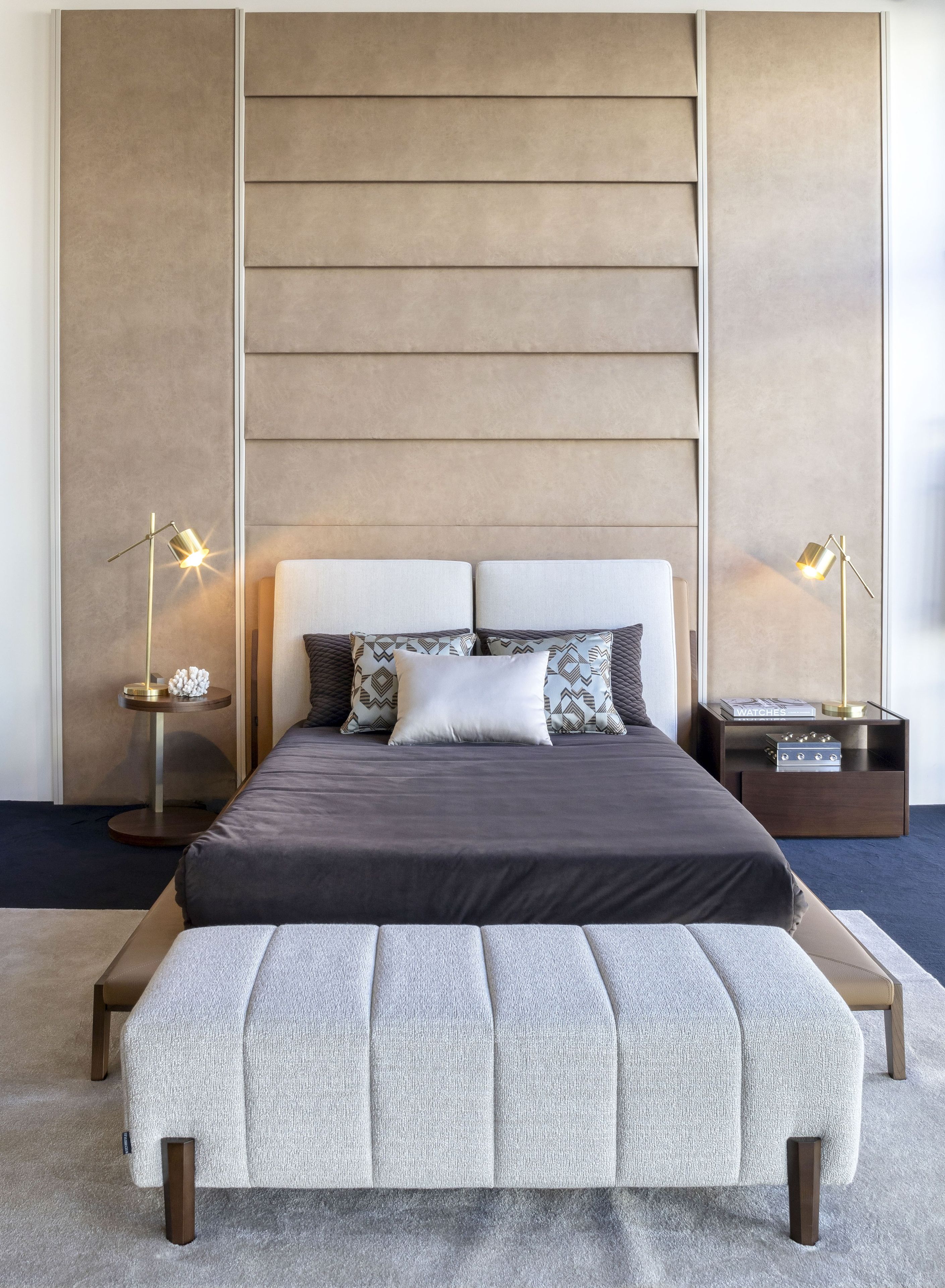 Двуспальная кровать из верблюда с мягким изголовьем Stylish Club Milos ARCH-00047409 - Вид №16