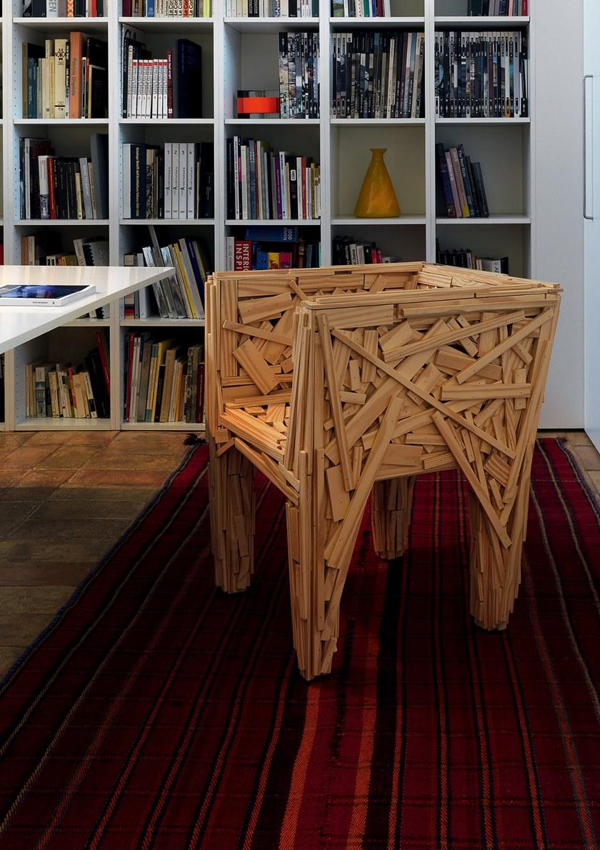 edra Стул с подлокотниками из натуральных деревянных планок Favela Fav010 - Вид №4