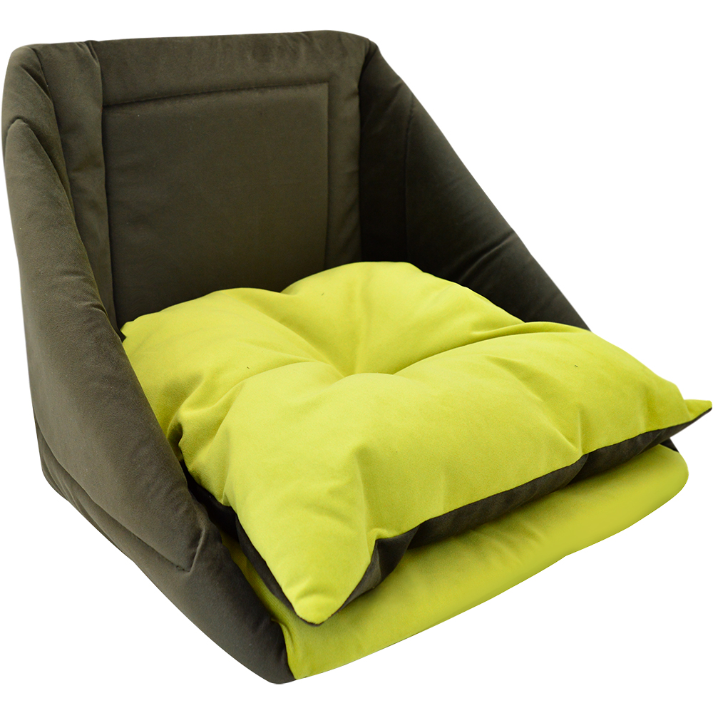 ПР0054462 Дом куб-трансформер для животных Ампир мебельная ткань №1 42х42х40см оливковый/зеленый ZOOEXPRESS  - Вид №1