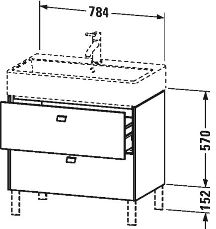 BR443502222 Тумбочка напольная Brioso #BR4435 784 x 459 мм Белый глянцевый декор Duravit - Вид №1