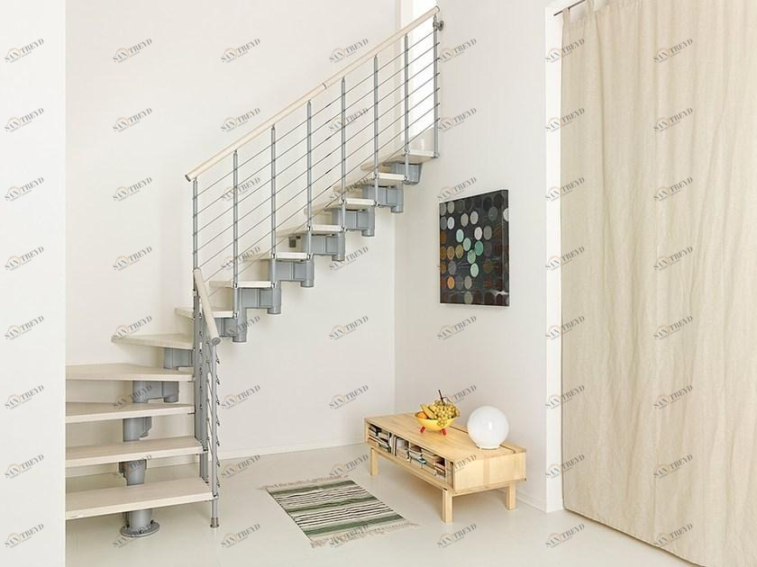 Fontanot Г-образная открытая лестница из стали и дерева Pixima sun-id-1384180