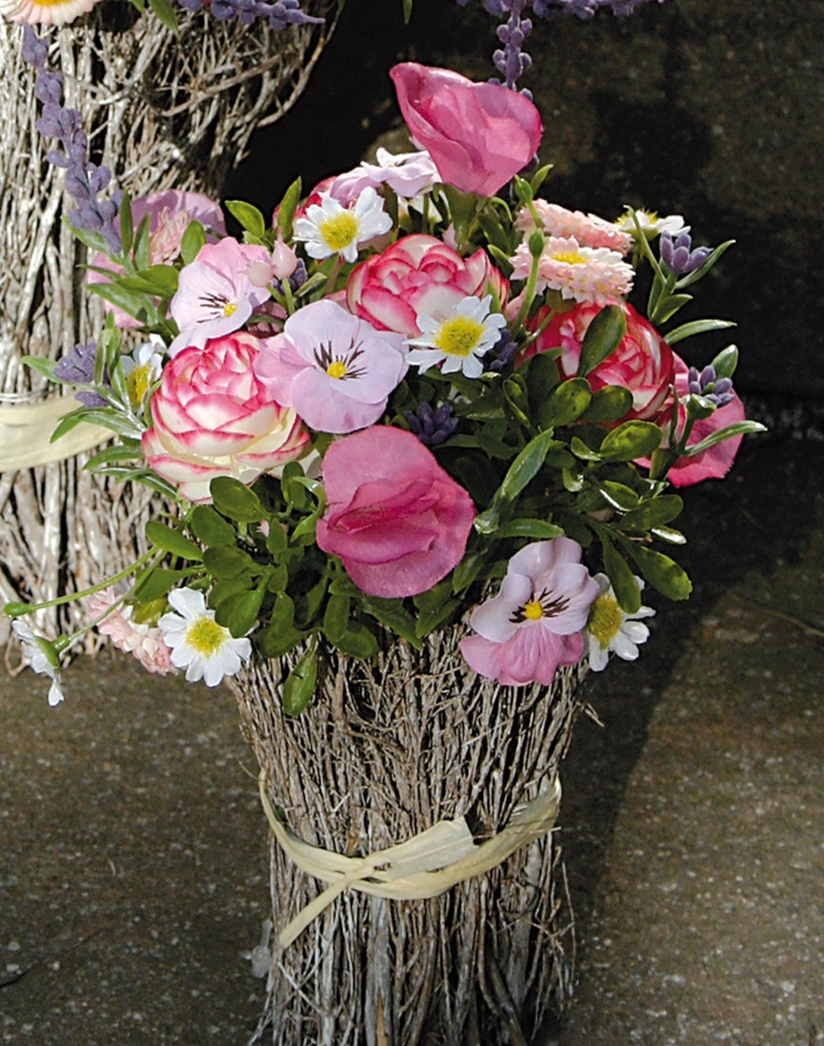 5909 001 a3 Композиция из искусственных цветов с ротангом, 20 см, разноцветная H-andreas 