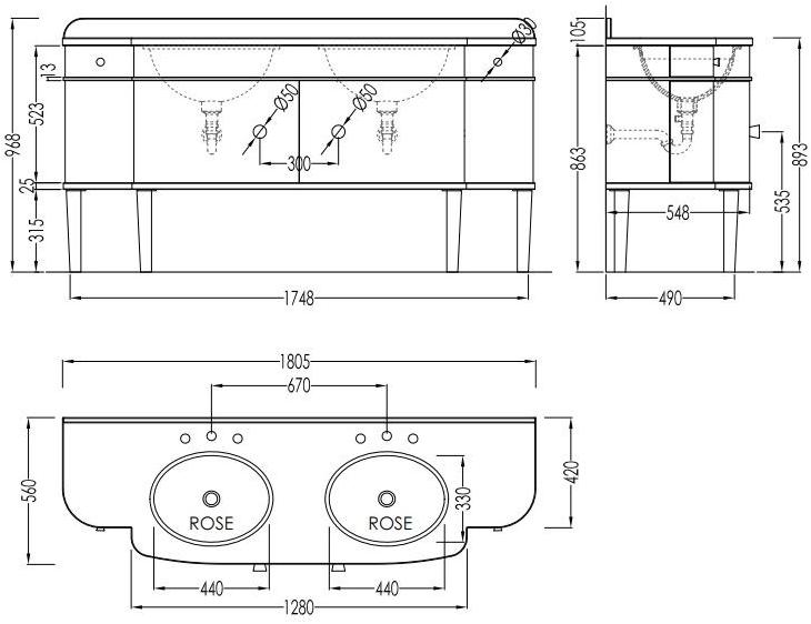 Devon&Devon Двойной лакированный туалетный столик с дверцами Music sun-id-1489212 - Вид №4
