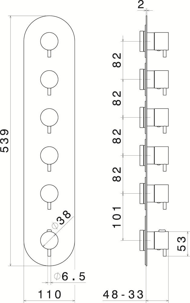newform Термостатический смеситель для душа с тарелкой Termostatici multiutenza 5 uscite 67605e - Вид №1