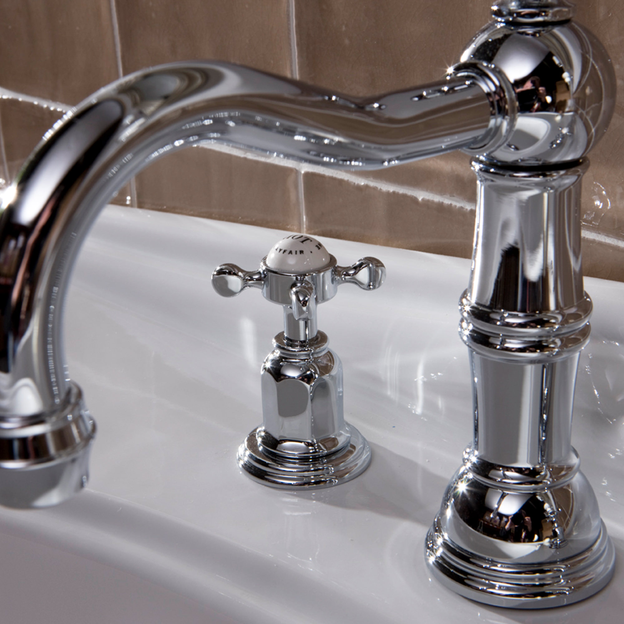 Traditional bathrooms Смеситель для умывальника CROSSHEAD на 3 отверстия Pr3721/ag  - Вид №2