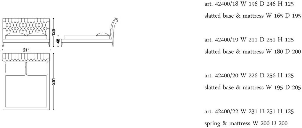 OPERA CONTEMPORARY Двуспальная кровать из кожи с тафтинговым изголовьем sun-id-1489306 - Вид №3